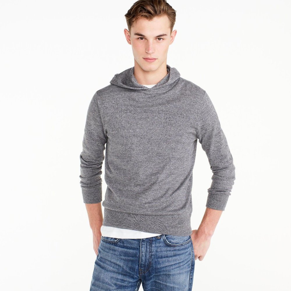 J. Crew Cotton Pullover Hoodie In Grey
